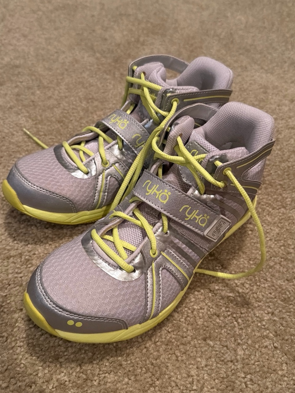 Ryka Lavender and Neon Yellow Kids' Sneakers